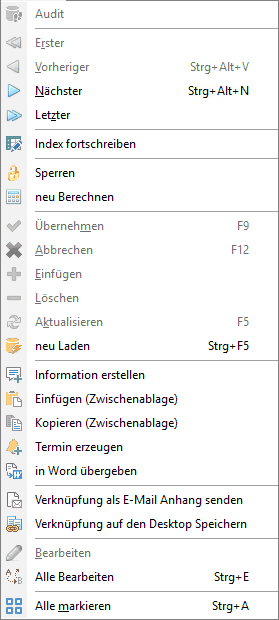 Menu Datensatz